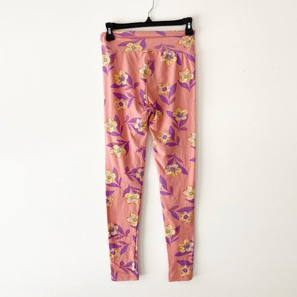 Light Pink Background Cream Flower Buttery Soft Lularoe Leggings One Size NWOT - Picture 7 of 8